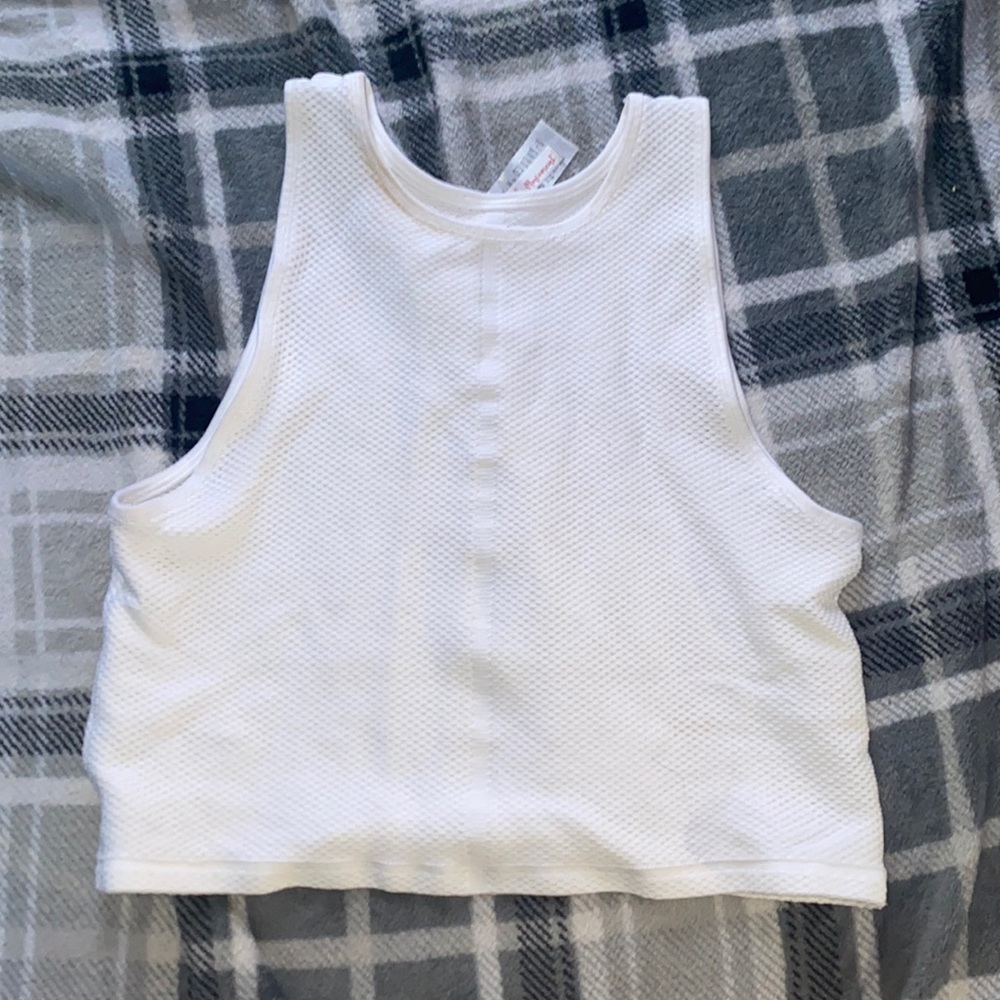 See through white mesh workout top